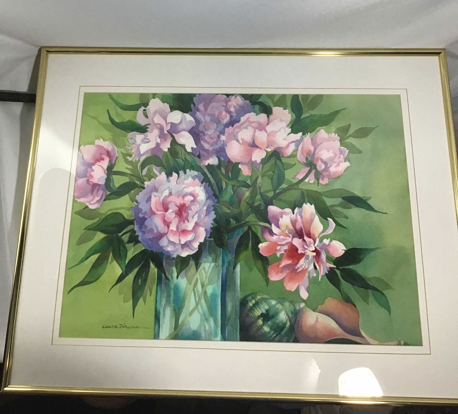Watercolor Painting â€œPink Peoniesâ€ signed by Luara (1 of 3)