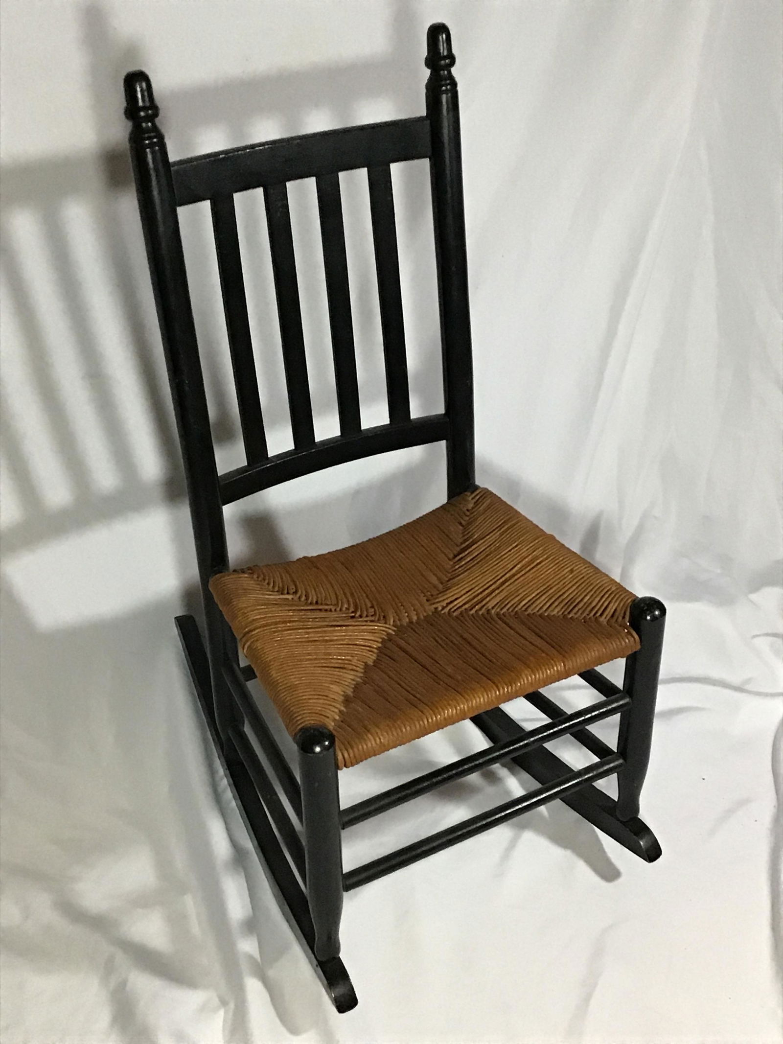 Slat Back Rocker w/ Rush Cane Seat . (1 of 6)