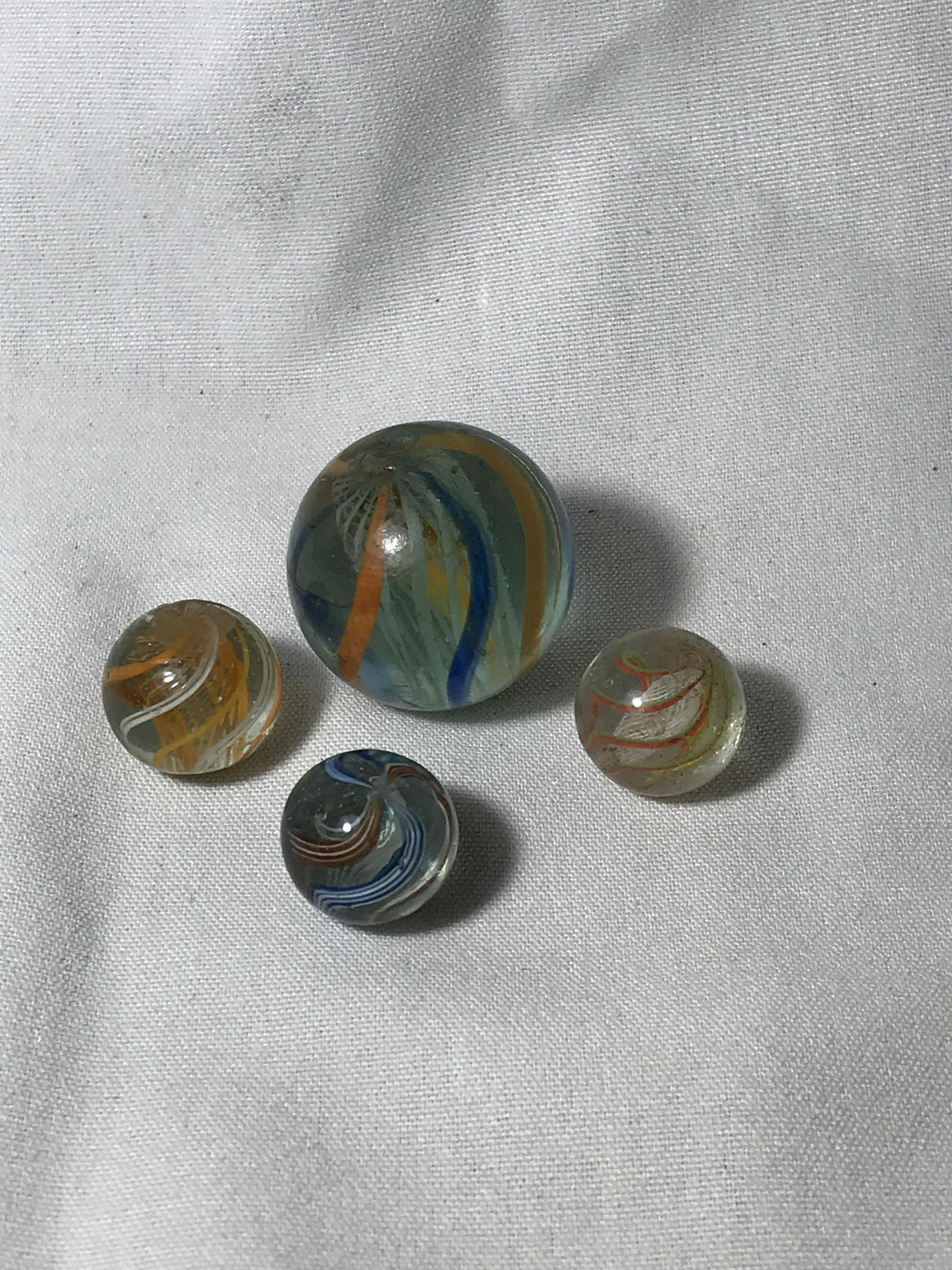 German Handmade Latticino Marbles 1880-1890s: .