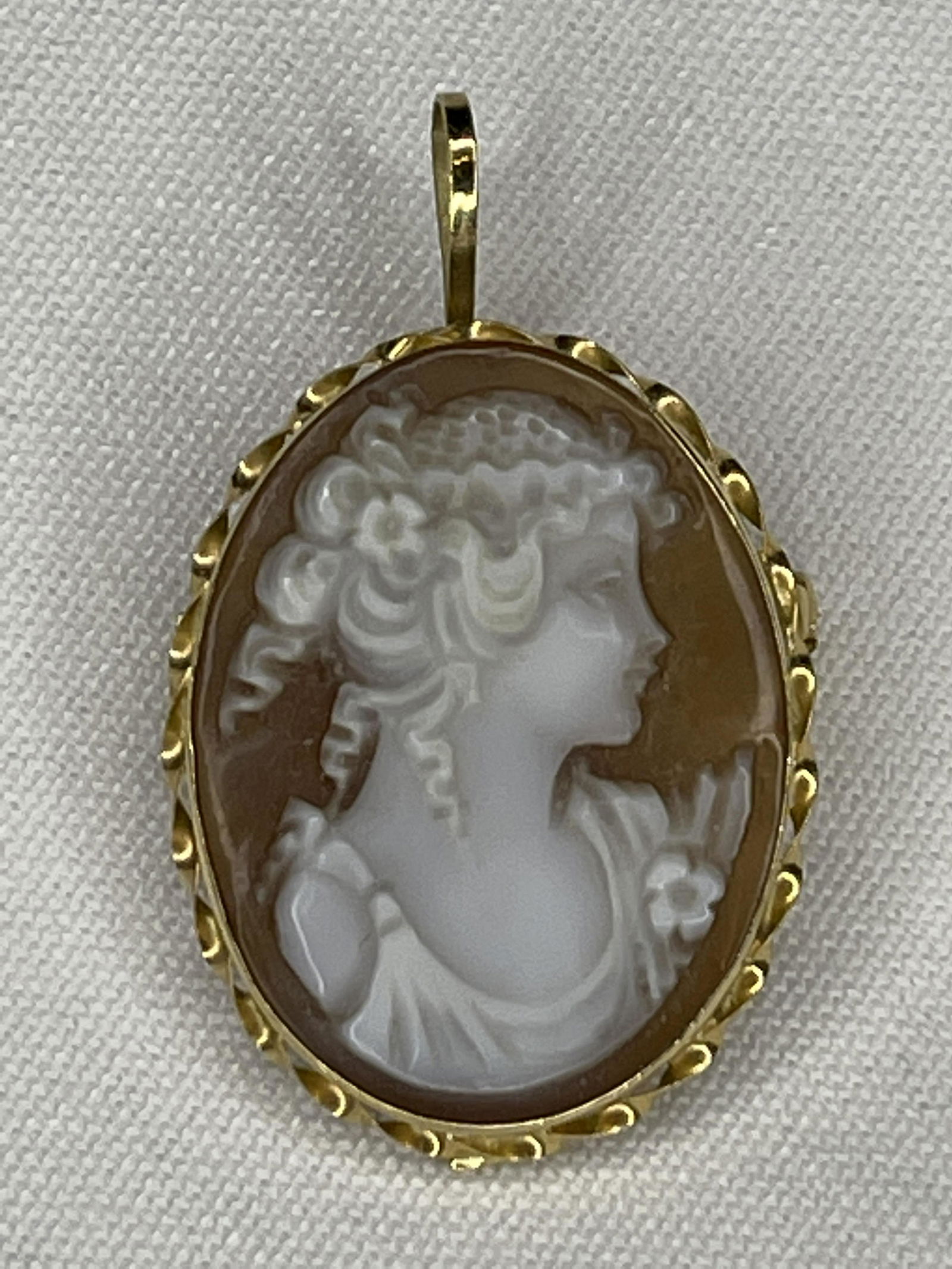 Cameo Pin/Pendant 14kt Mount Signed 1.5in long (1 of 3)