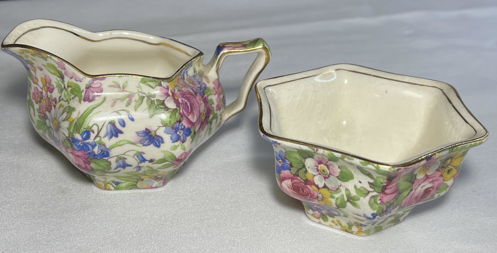 Royal Minton Chintz Cream and Sugar Set Nice lable and: Nice lable and condition.