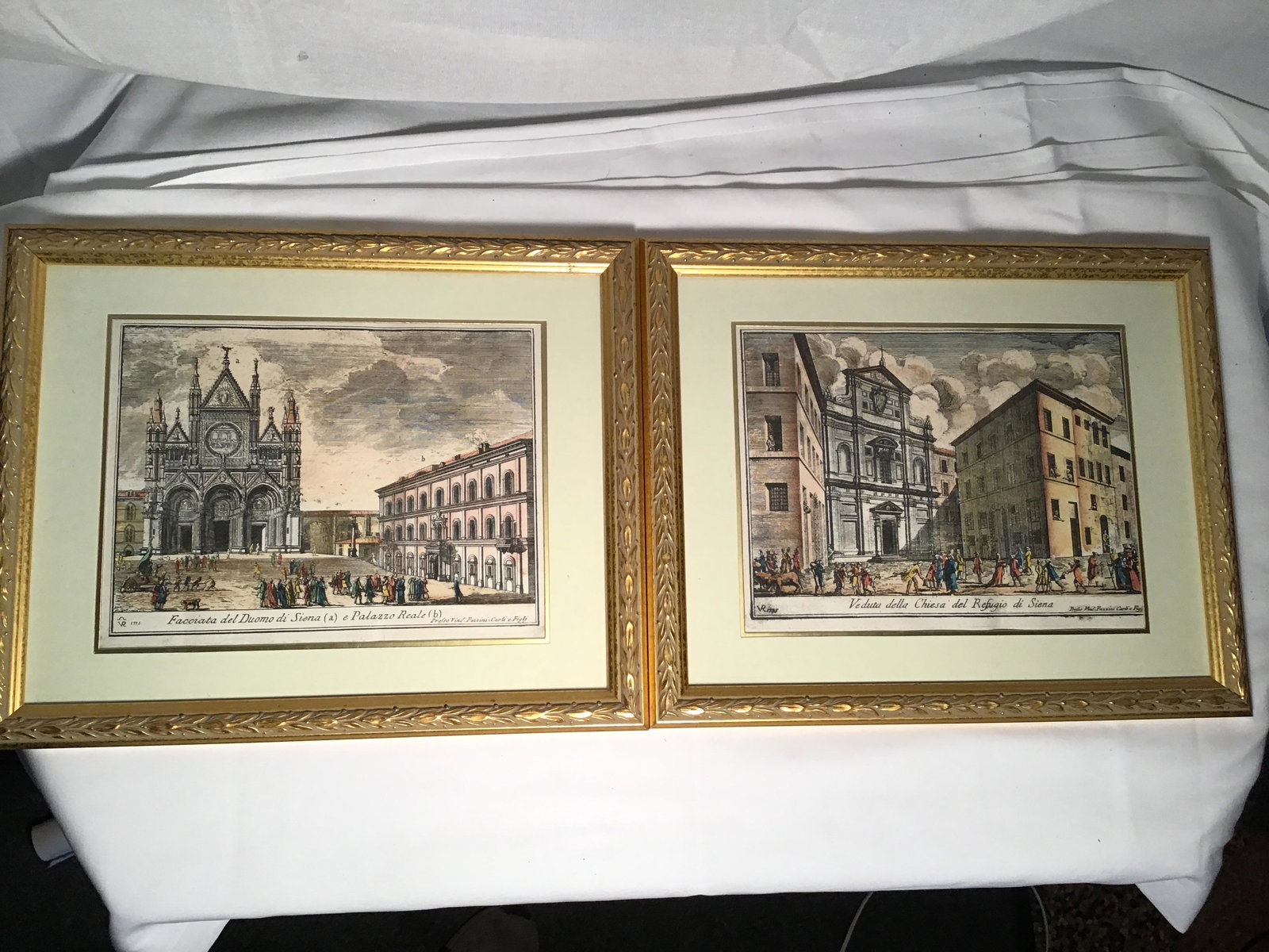 Italian Lithographs (2) Original Engravings Framed in (1 of 8)