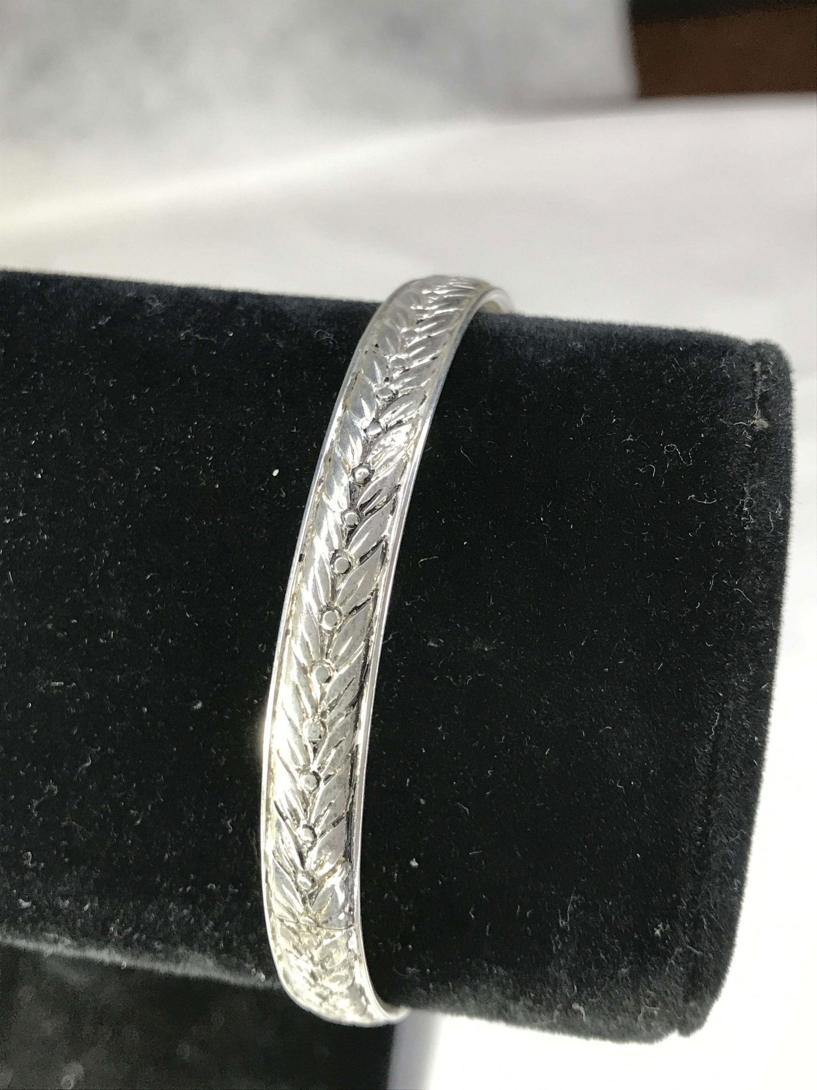 Sterling Bangle - Herringbone Pattern . (1 of 3)