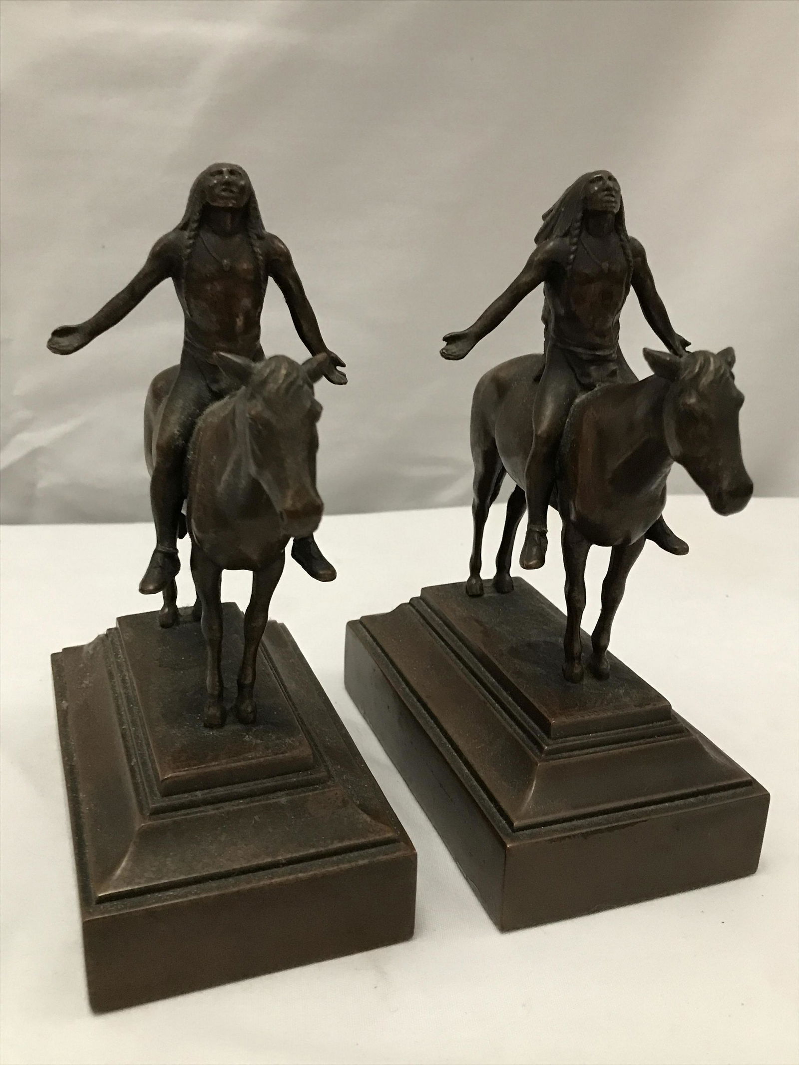 Native American Brass Bookends . (1 of 6)