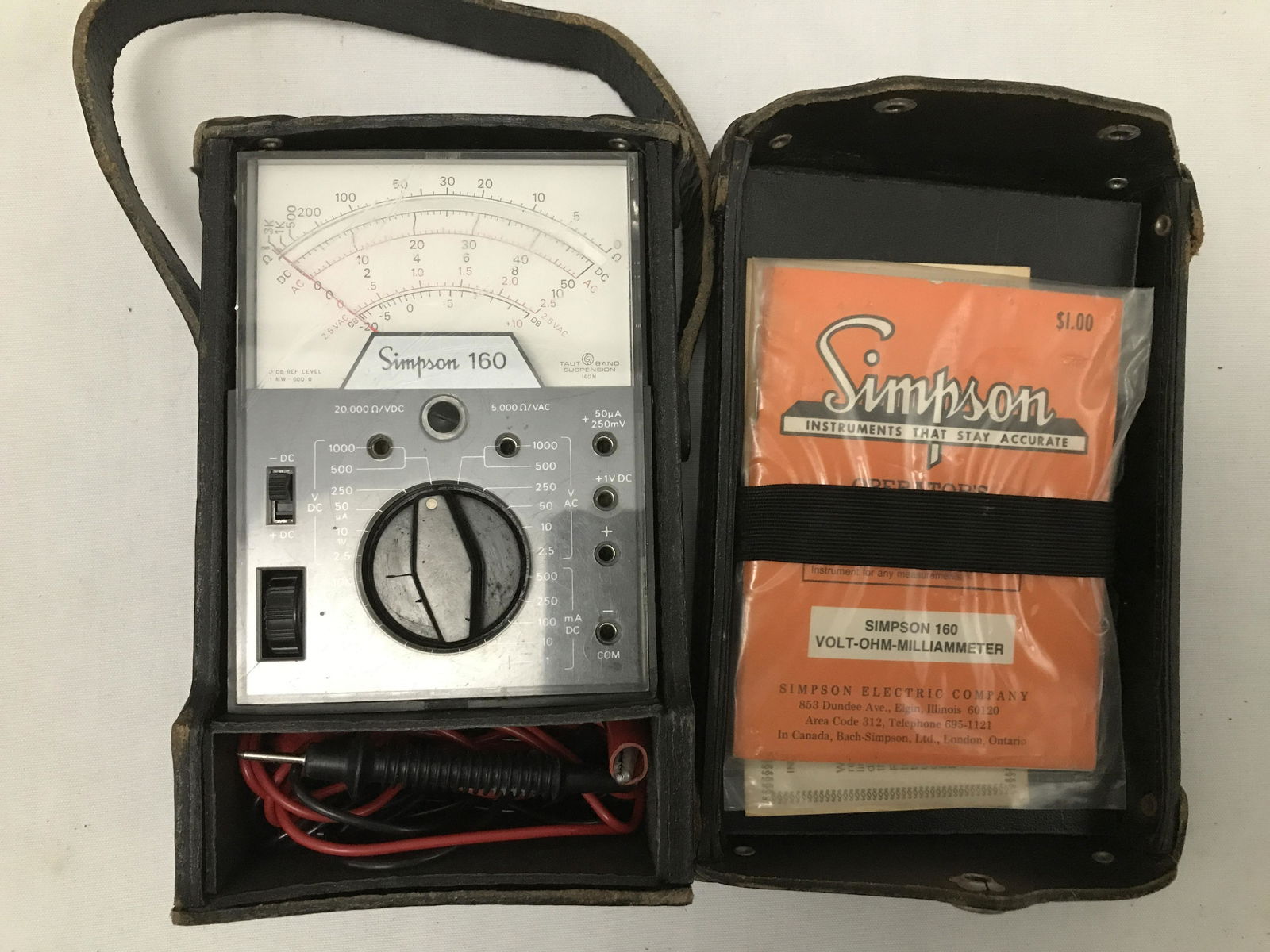 Simpson 160 Volt-Ohm Milliameter in original Case w (1 of 5)
