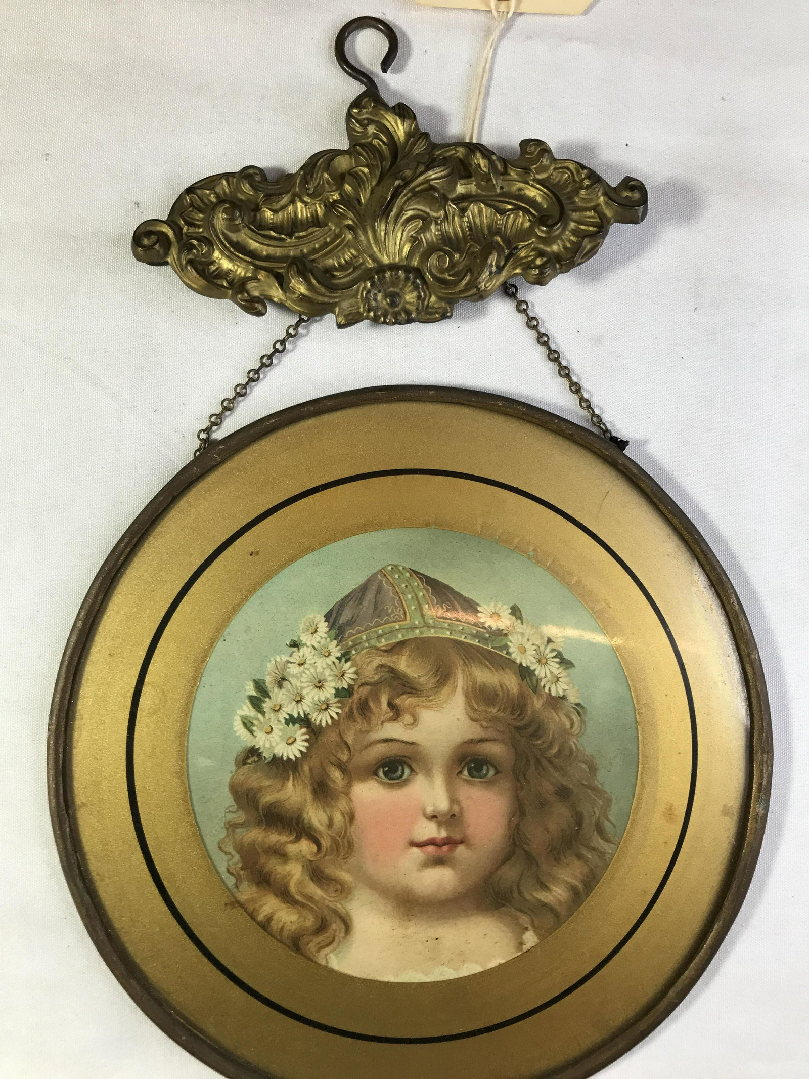 Antique Lithograph Bavarian Girl Great Colors w   Brass (1 of 2)