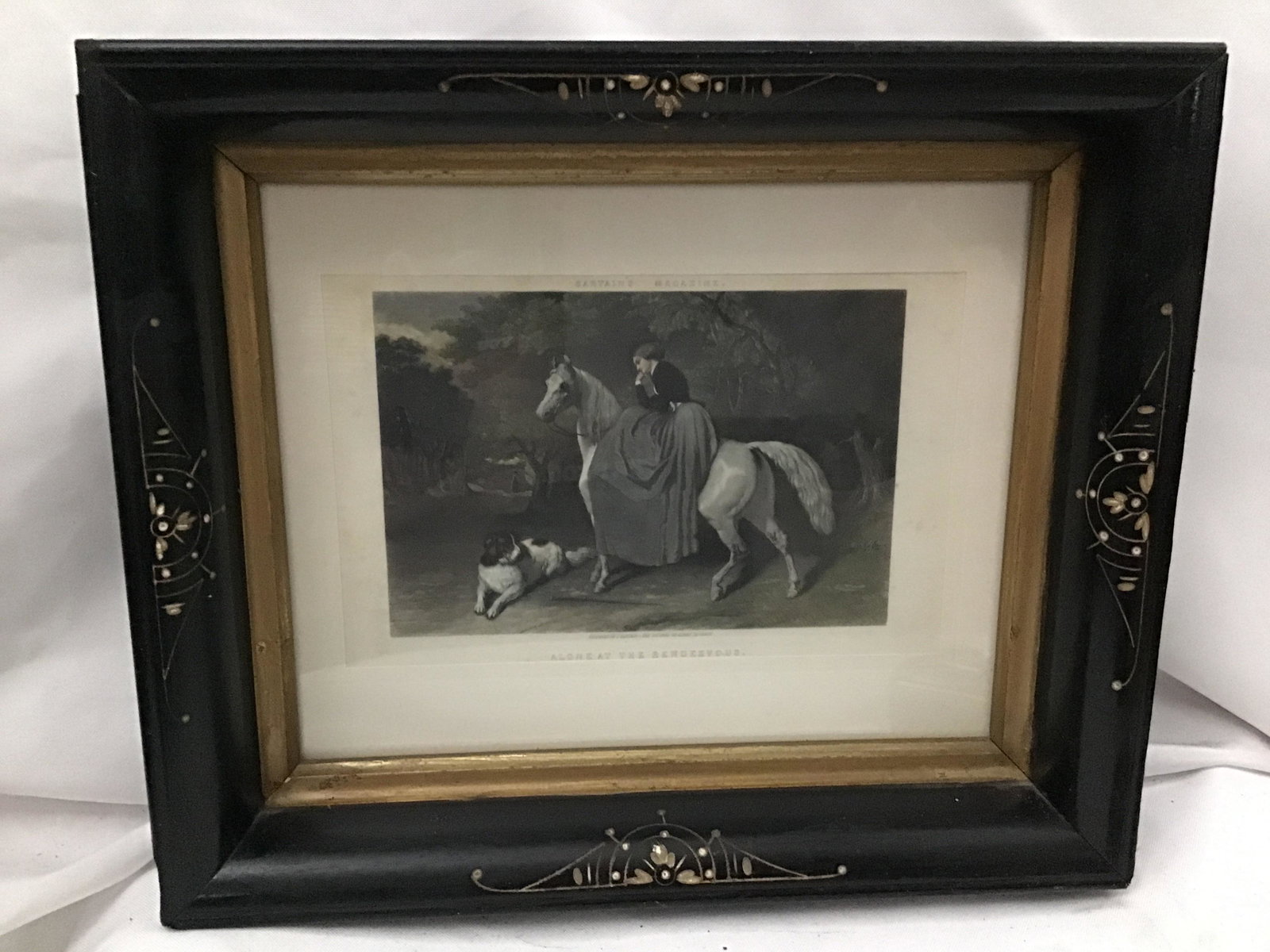 Alone at the Rendezvous Engraving John Sartain after: John Sartain after Alfred Dedreux Frame measures 11 inches by 12.5 inches