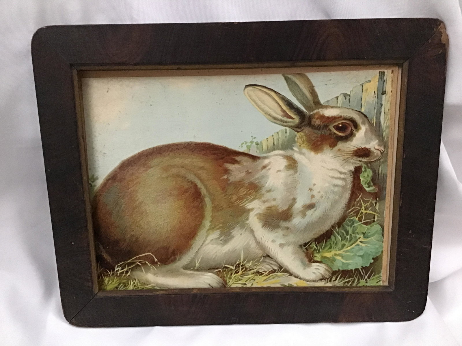 Early Rabbit Lithograph Frame measures 11.75 inches by (1 of 3)