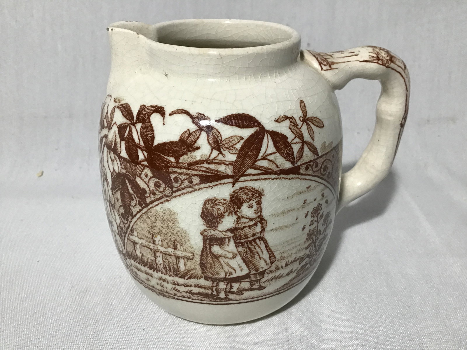 Staffordshire Brown Transferware 4in tall: 4in tall