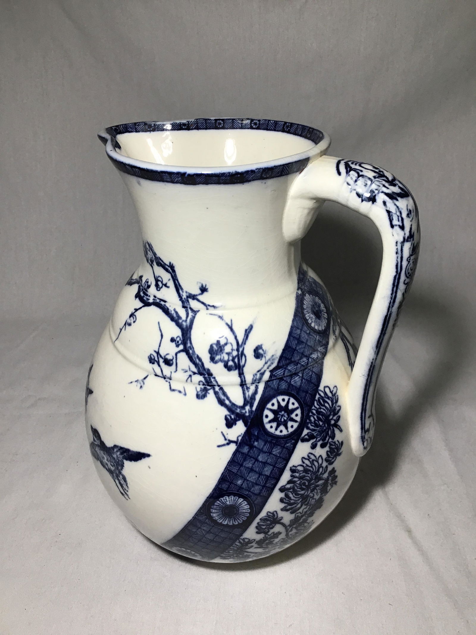 Large Blue Patterned Water Pitcher  11.5in tall (1 of 8)