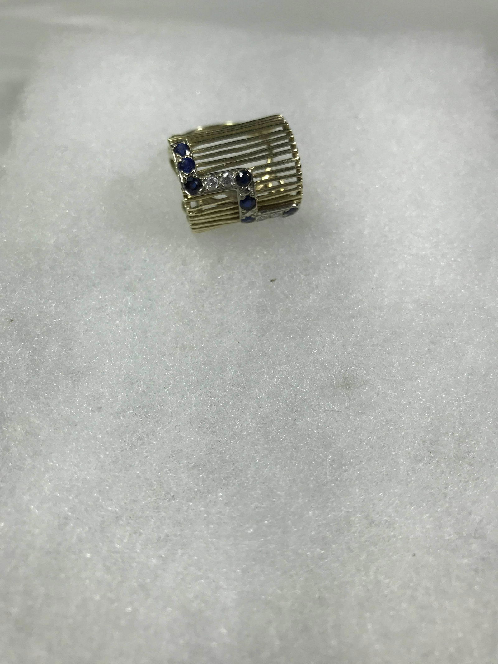 Mid Century Modern Ring 14kt Diamonds & Sapphires Ring (1 of 7)