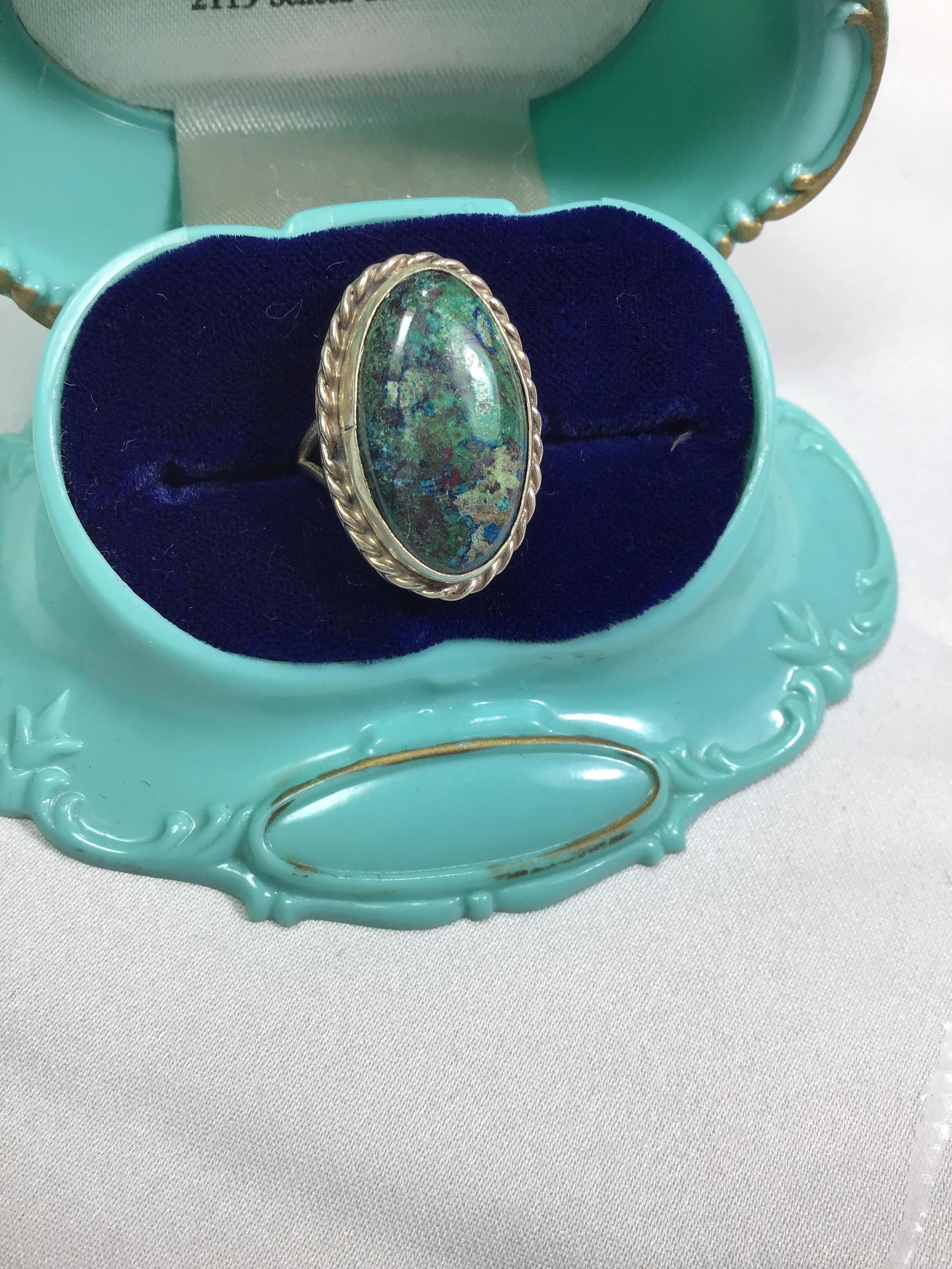 Mexican Turquoise Sterling Signed Ring Ring size (1 of 7)