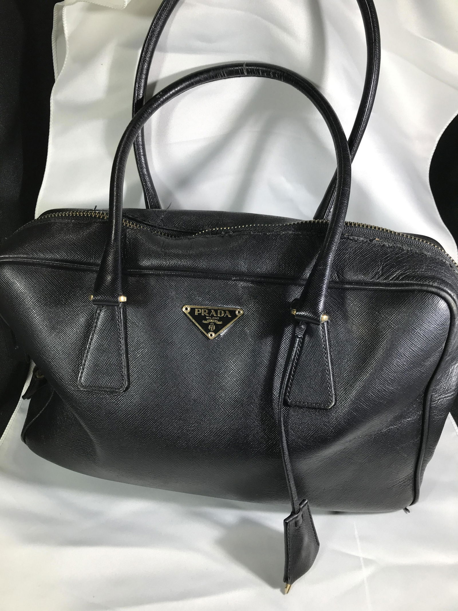 Vintage Black Saffiano Lux Bruletto Prada Purse (1 of 8)