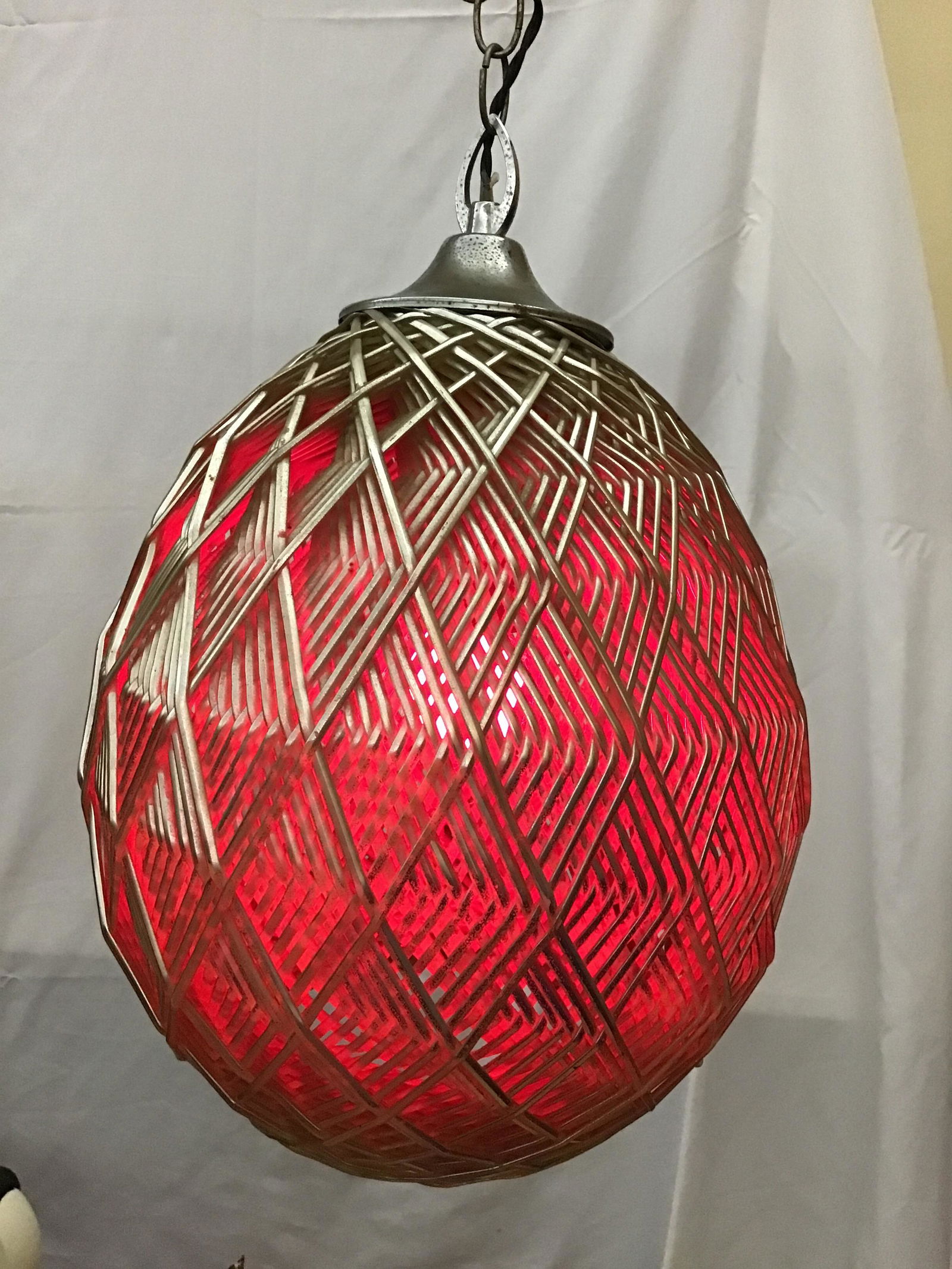 Contemporary Hanging Lamp Unique design , red bulb used (1 of 4)