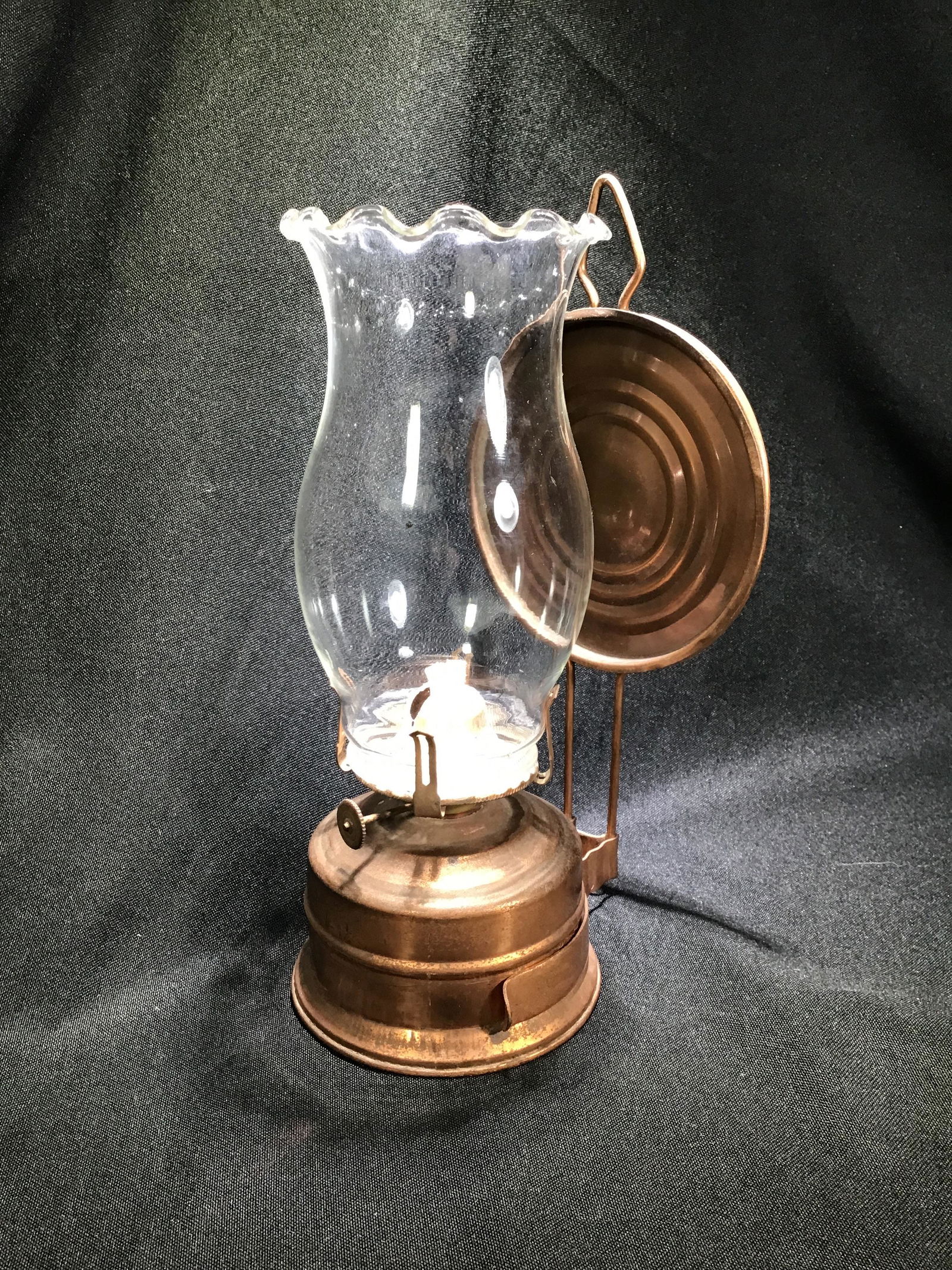 Copper Oil Lamp Made in Hong Kong measures 9 inches (1 of 5)