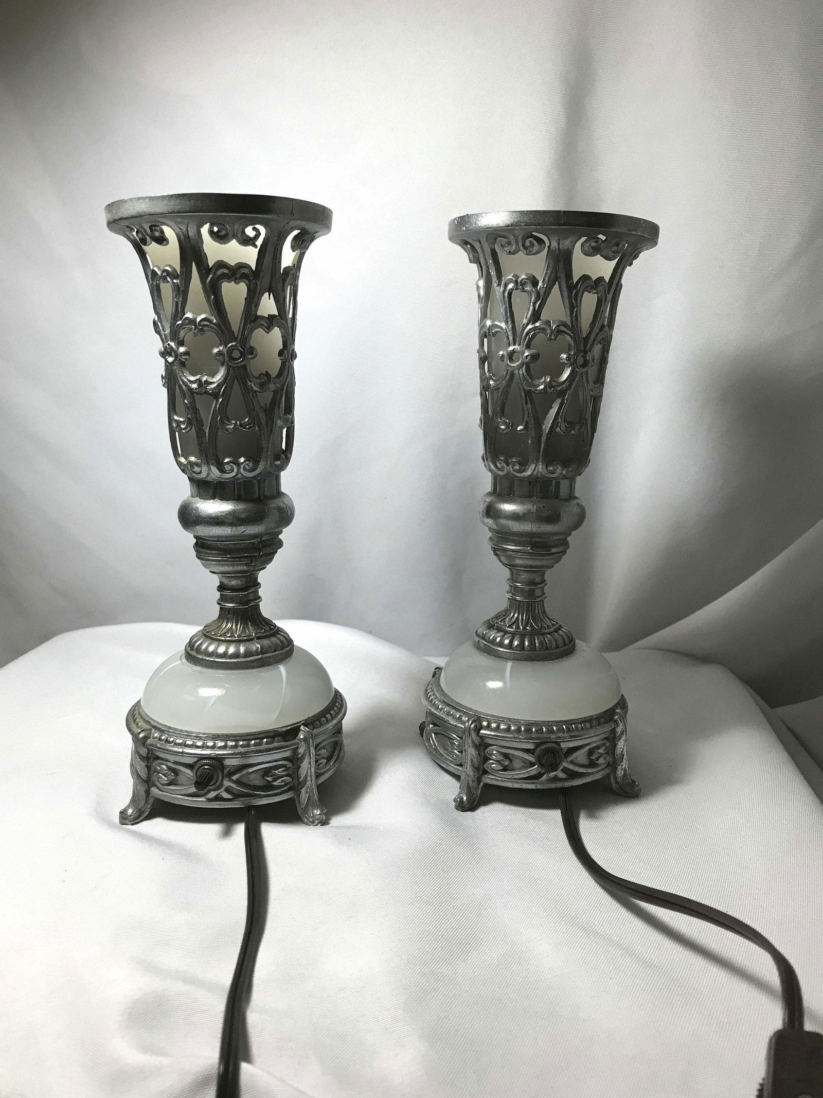 Vintage Table Torchiere Lamps - Pair Measures 10 inch (1 of 5)