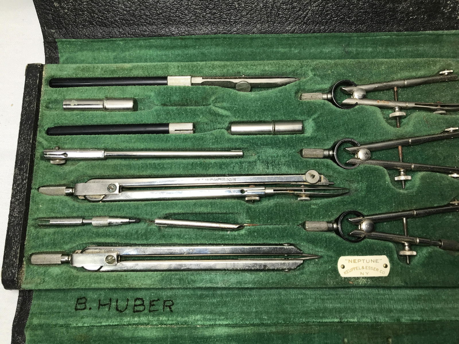 Vintage Neptune Compass  Set Case measures 10x5 inches (1 of 5)