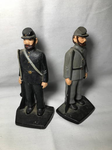 Vintage Cast Iron Civil War Soldiers Confederate And Union Soldier Each  Measures 7.5 Inches Tall