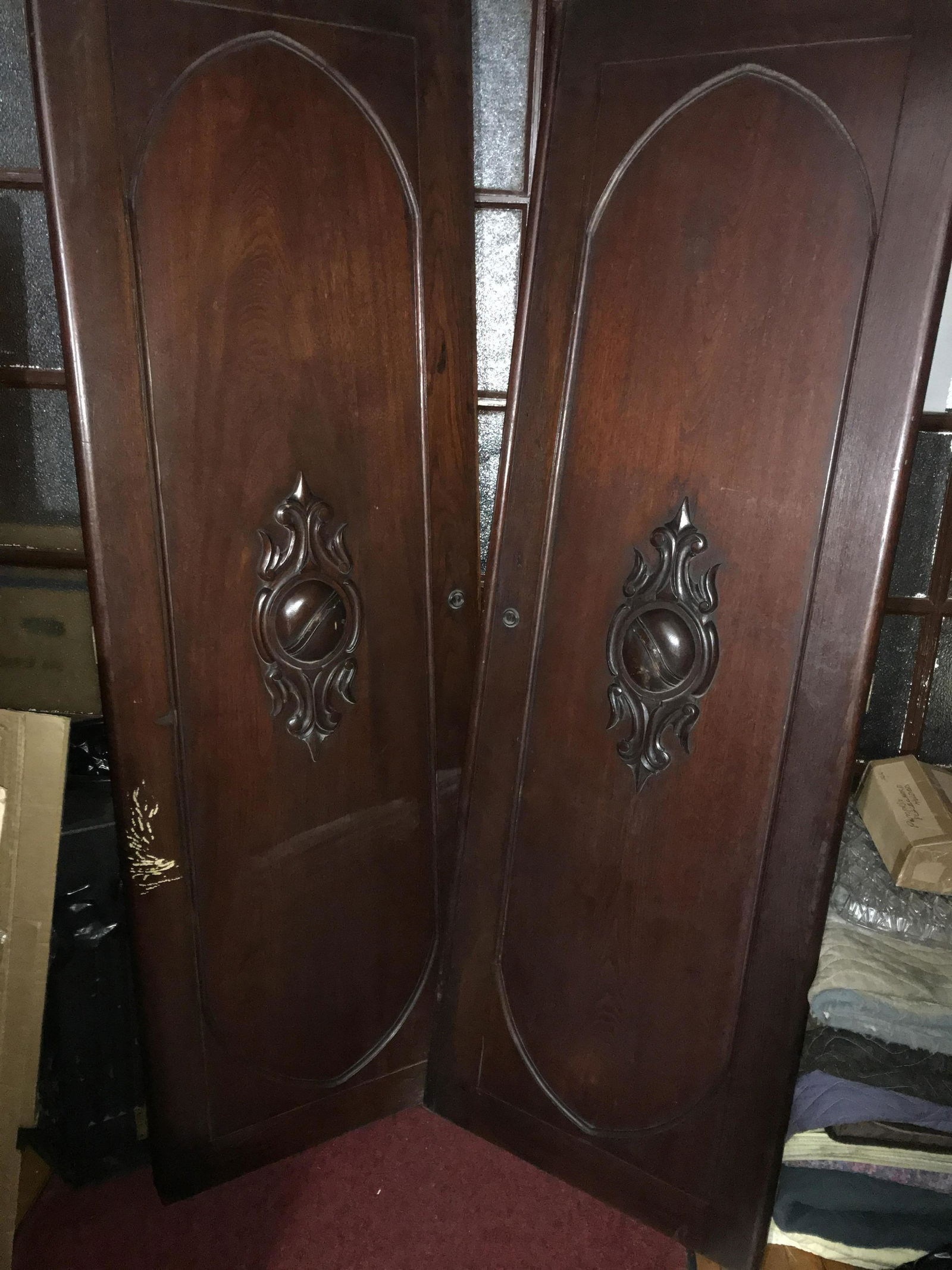 Victorian Wardrobe Doors (2) Each Measures 77 inches tall by 25.5