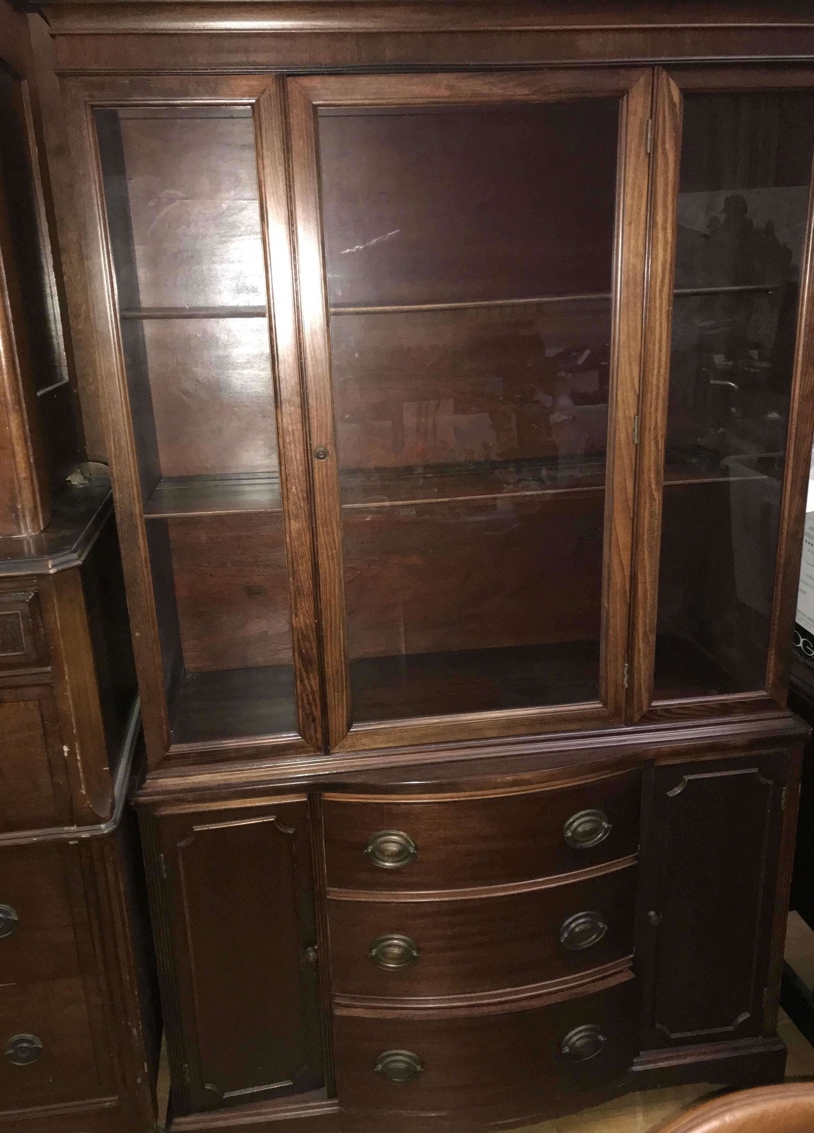 Duncan Phyfe China Cabinet Measures 5 foot 9 inches tall by 3 foot 5 inches wide by 18 inches deep: Measures 5 foot 9 inches tall by 3 foot 5 inches wide by 18 inches deep