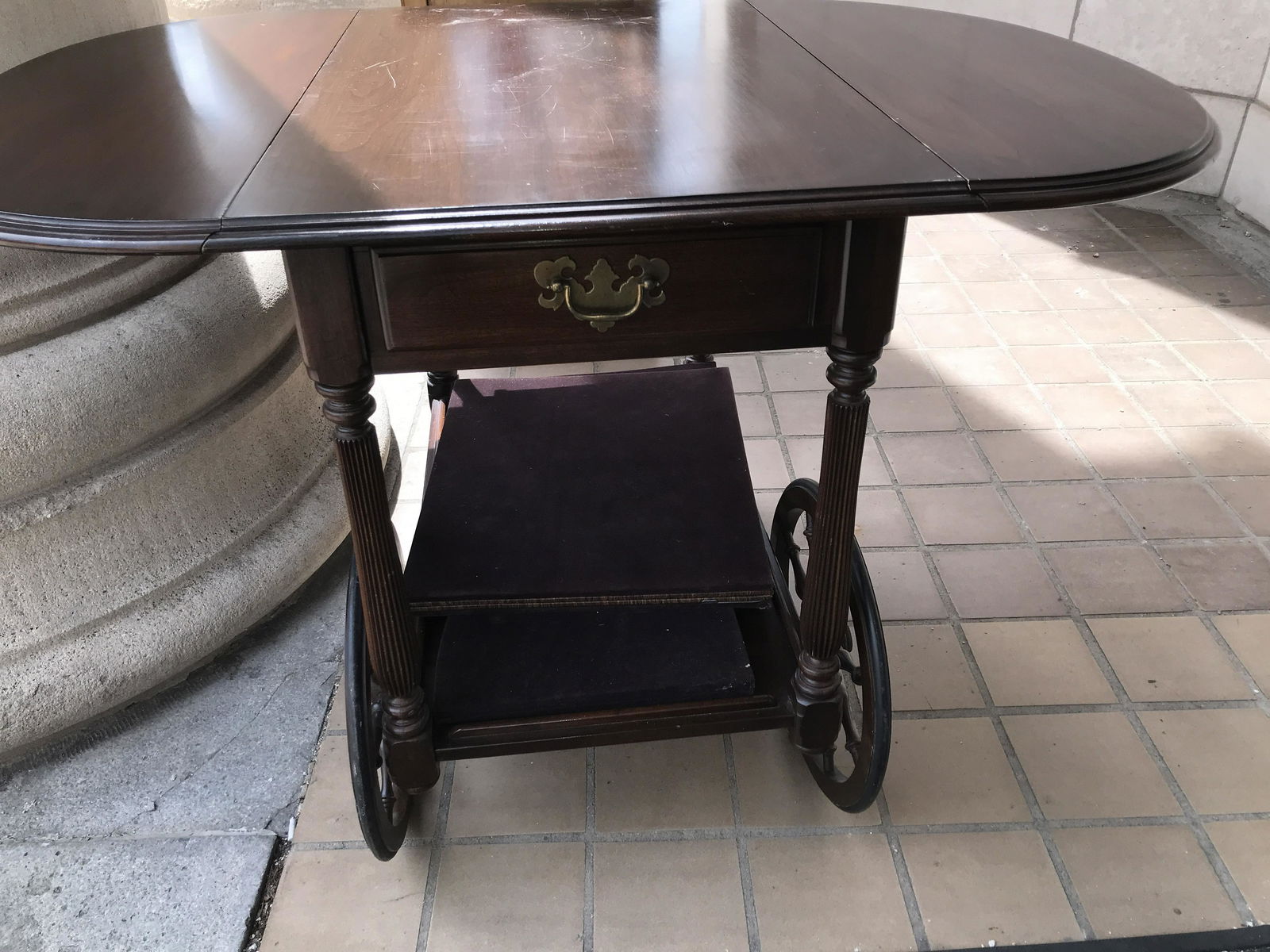 Tea Cart w/ Drop Leaf and Wheels Measures 29x32x44 inches (1 of 7)
