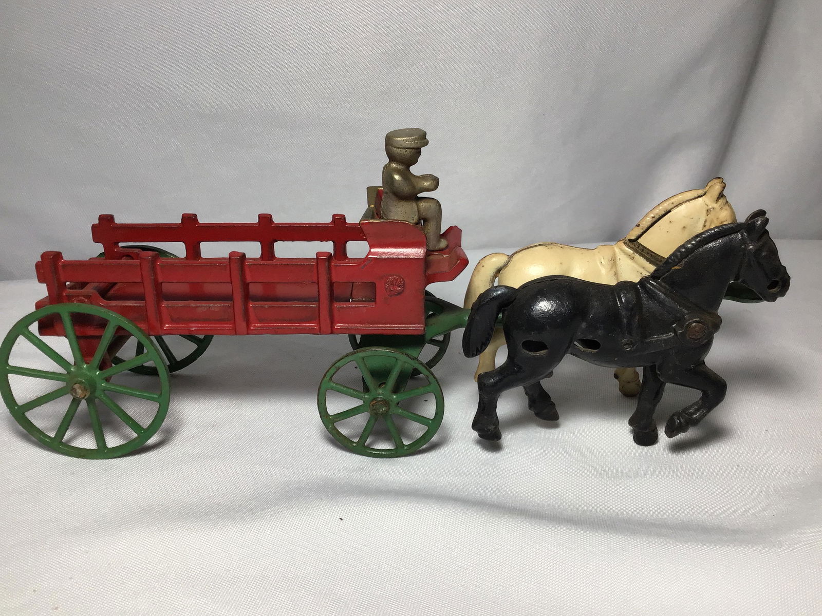 Vintage Metal Horses Pulling Carriage Measures 11 inches long: Measures 11 inches long