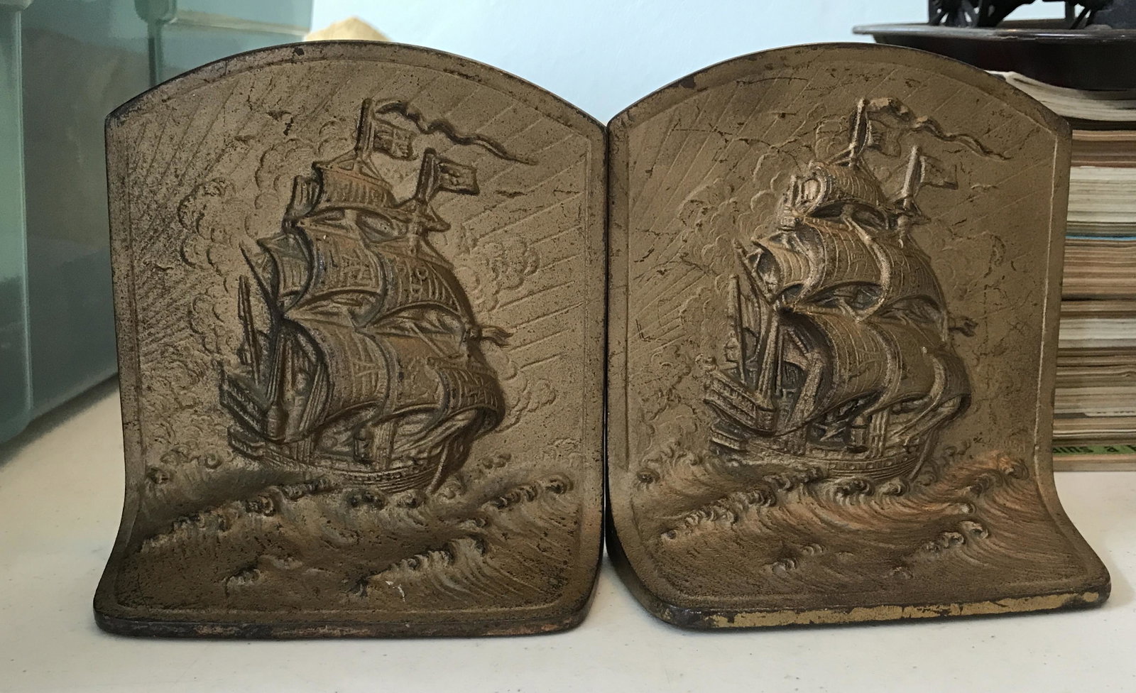Vintage Iron and with sale ship on the France measures to be 5 inches across approximately 6 inches: measures to be 5 inches across approximately 6 inches tall and two inches at base