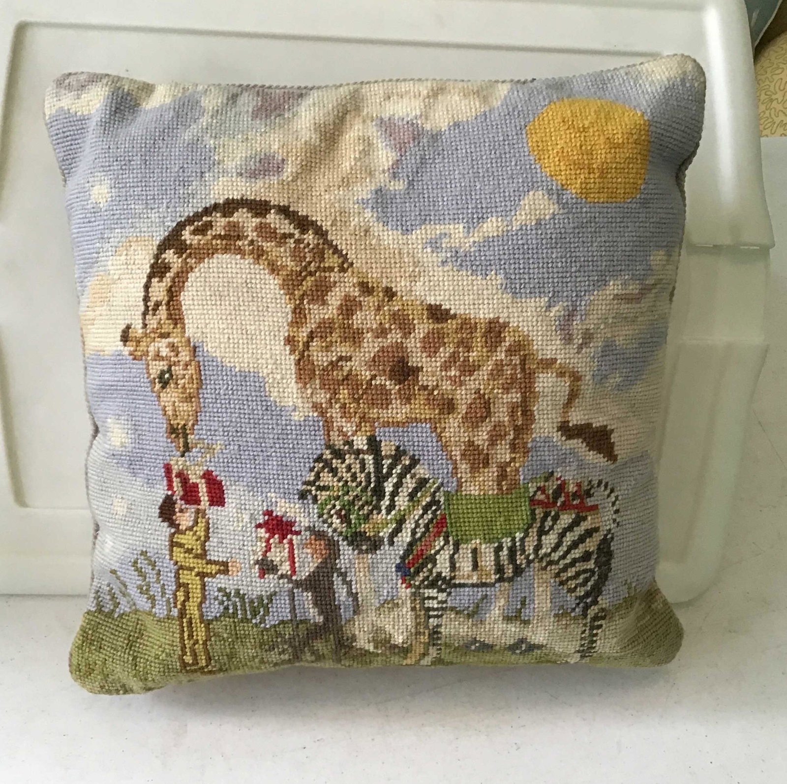 Giraffe Needlepoint Pillow .: .
