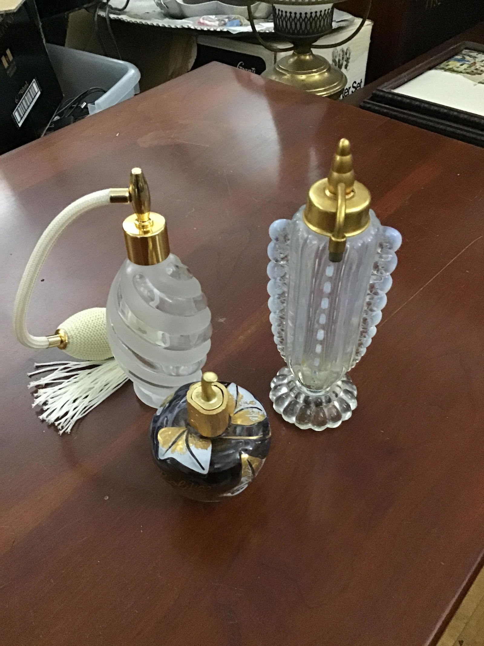 Vintage three perfume bottles to atomizer . (1 of 4)