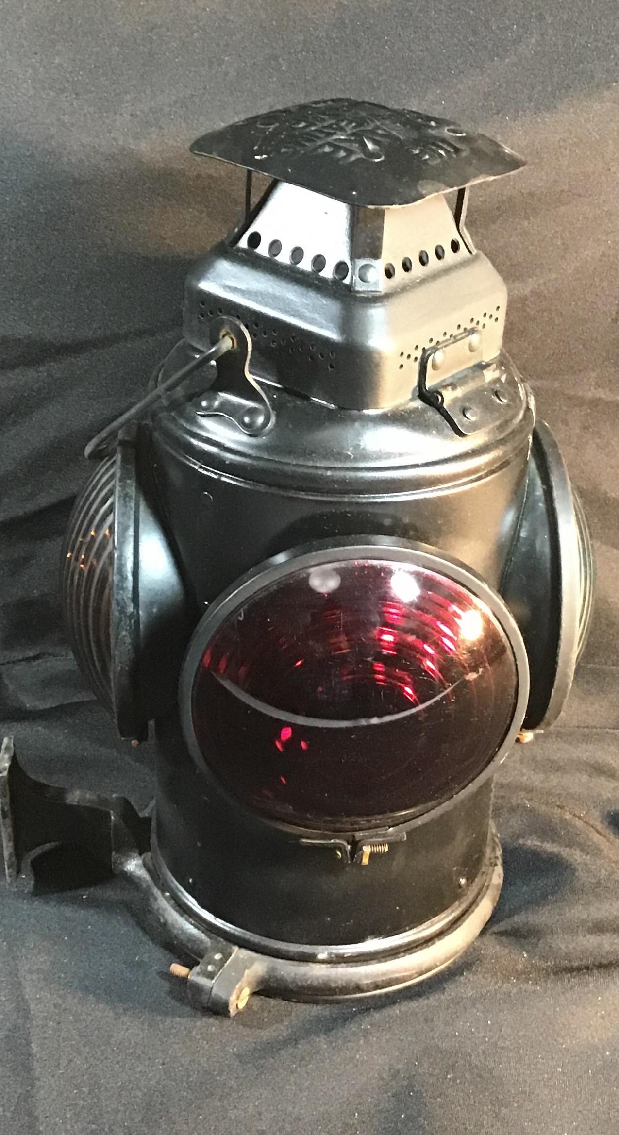 Vintage Pennsylvania Railroad three signal lamp colors with Iron brace by add (1 of 9)