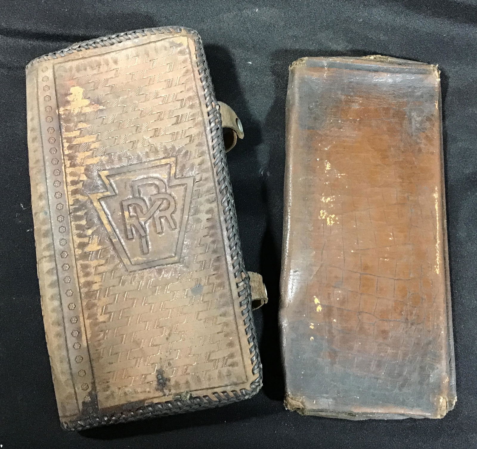 Authentic Folk Art railroad engineer leather pouches (2) Oh snaps work (1 of 4)