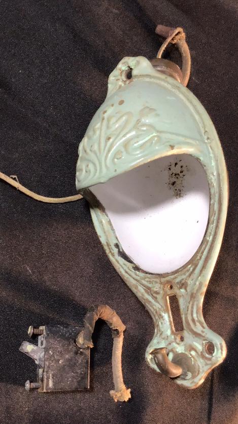 Vintage Cast Iron & Porcelain , Railroad Cabin Light & Coat Hook (1 of 5)