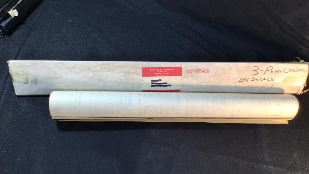 3 Penn Central Engine Decals, measures 2 ft Height x length & (never unrolled ) (1 of 4)