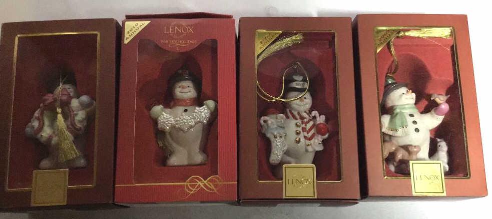 Lenox Xmas Snowman Ornaments (4) . (1 of 8)