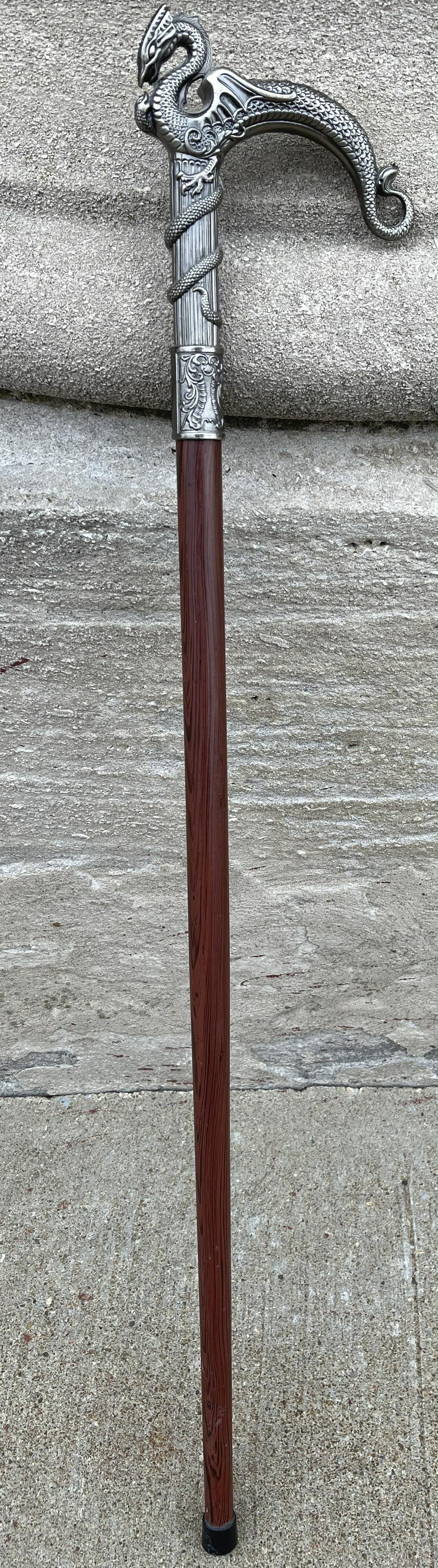 Hidden Sword Walking Cane w/ Dragon Head Handle unscrews to reveal sword (1 of 6)