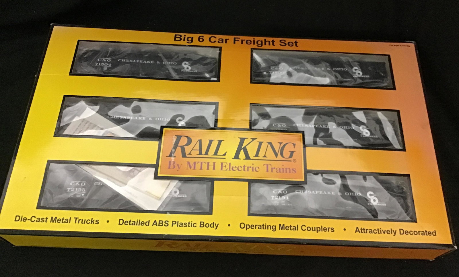 Rail King MTH Electric Trains Big 6 Car Freight Set Chesapeake & Ohio Hopper Coal Load 30-7520 (1 of 4)