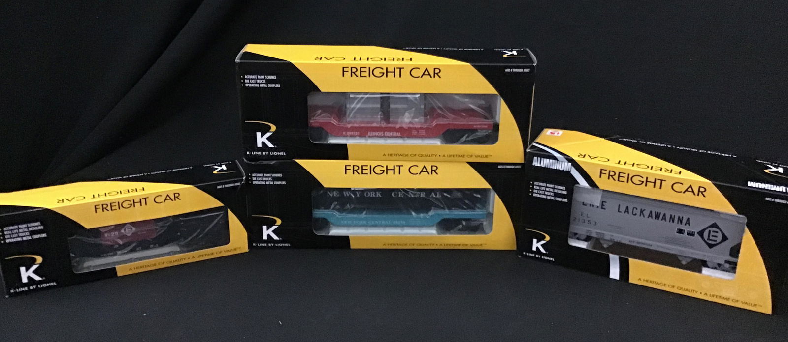 K-line Lionel O Scale Freight Car Lot of 4 NYC Erie Lackawanna Illinois Central 6-22180 6-22174 (1 of 5)