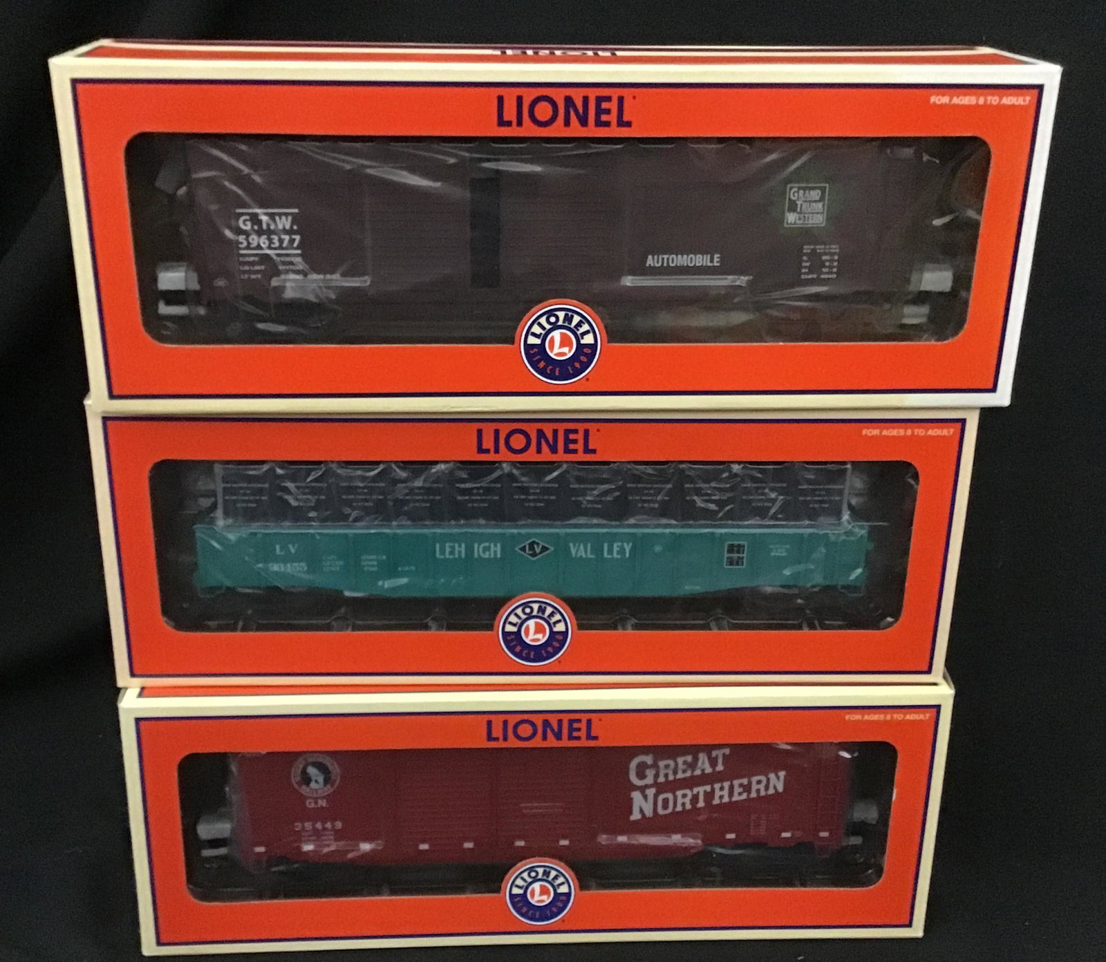 Lionel O Scale Freight Car Rolling Stock Lot of 3 Grand Trunk Western 596377 Lehigh Valley 33455 (1 of 2)