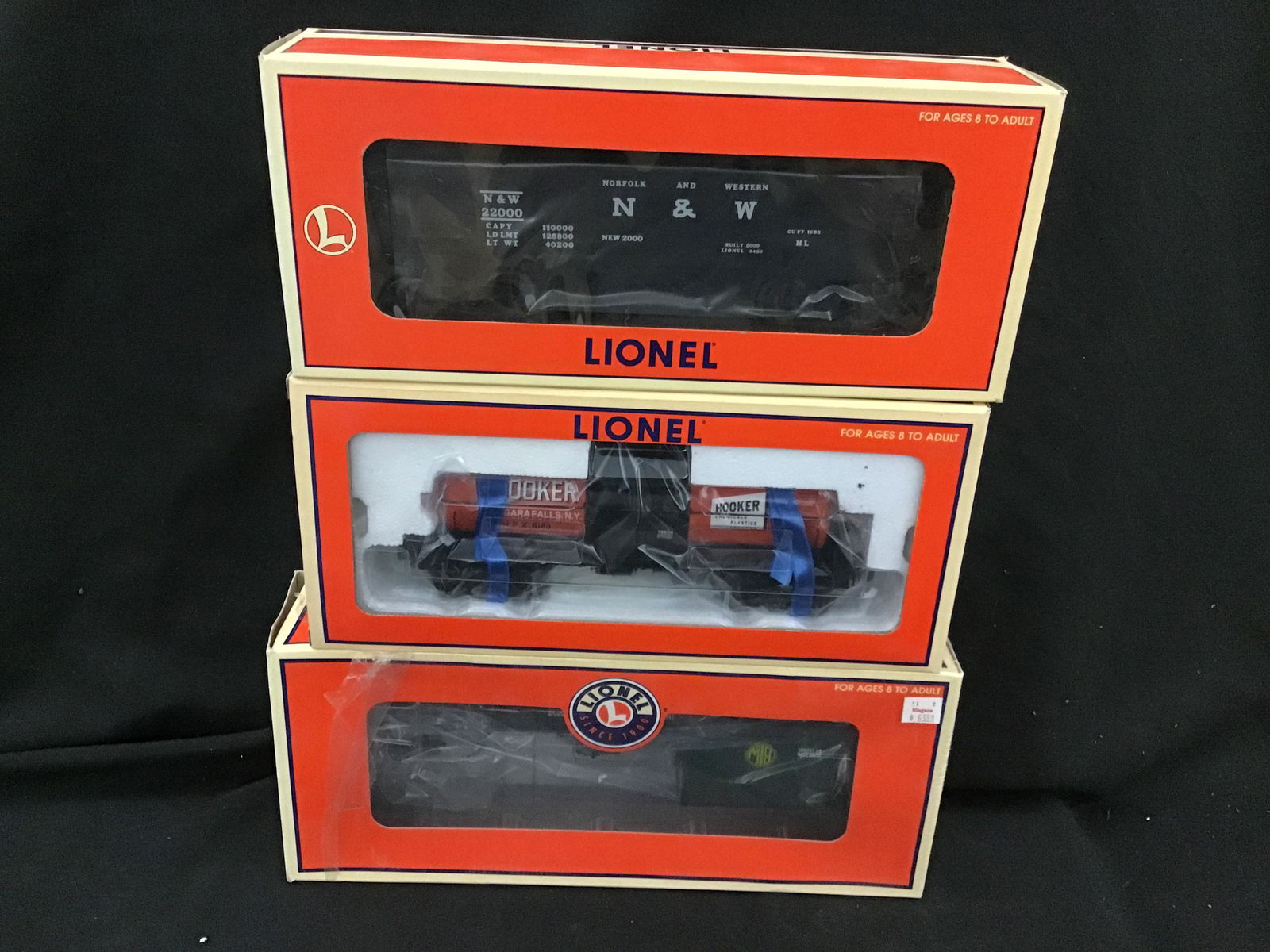 Lionel O Scale Rolling Stock Lot of 3 Hooker Chemical Tank Car 6-19636 Norfolk & Western Hopper (1 of 4)
