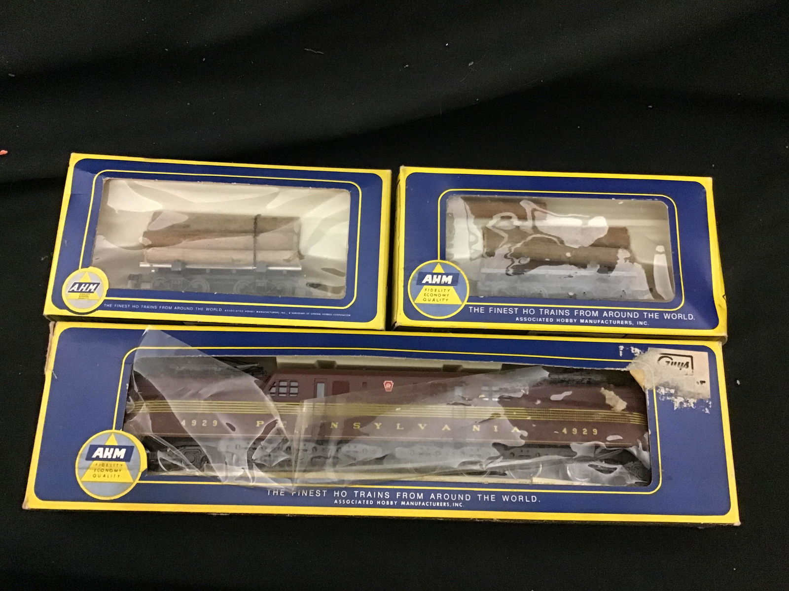 AHM HO Scale Lot Pennsylvania 4929 5169-B Locomotive Engine & 2 Log Cars 6120-02 (1 of 4)