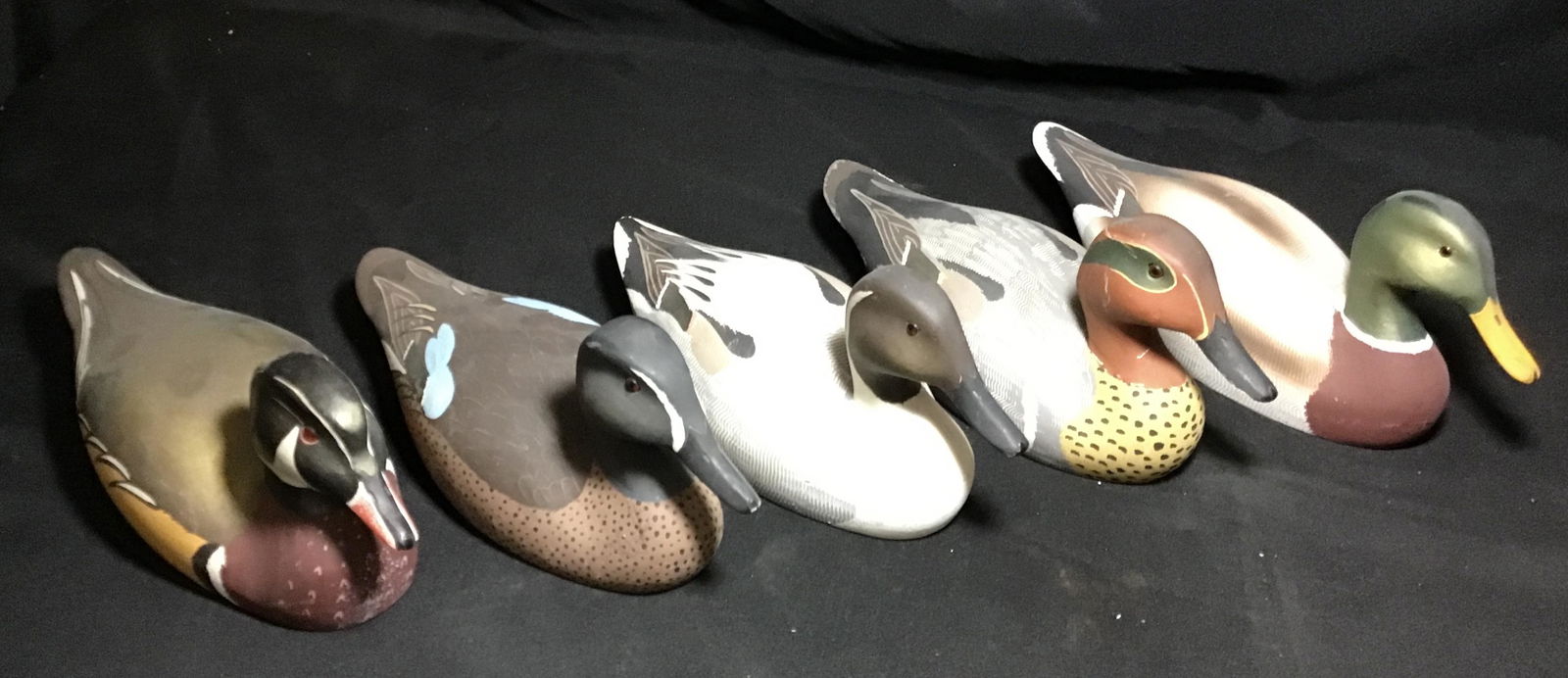 Duck Decoy Collection (5) Handpainted & Glass Eyes Wooden Ducks (1 of 5)