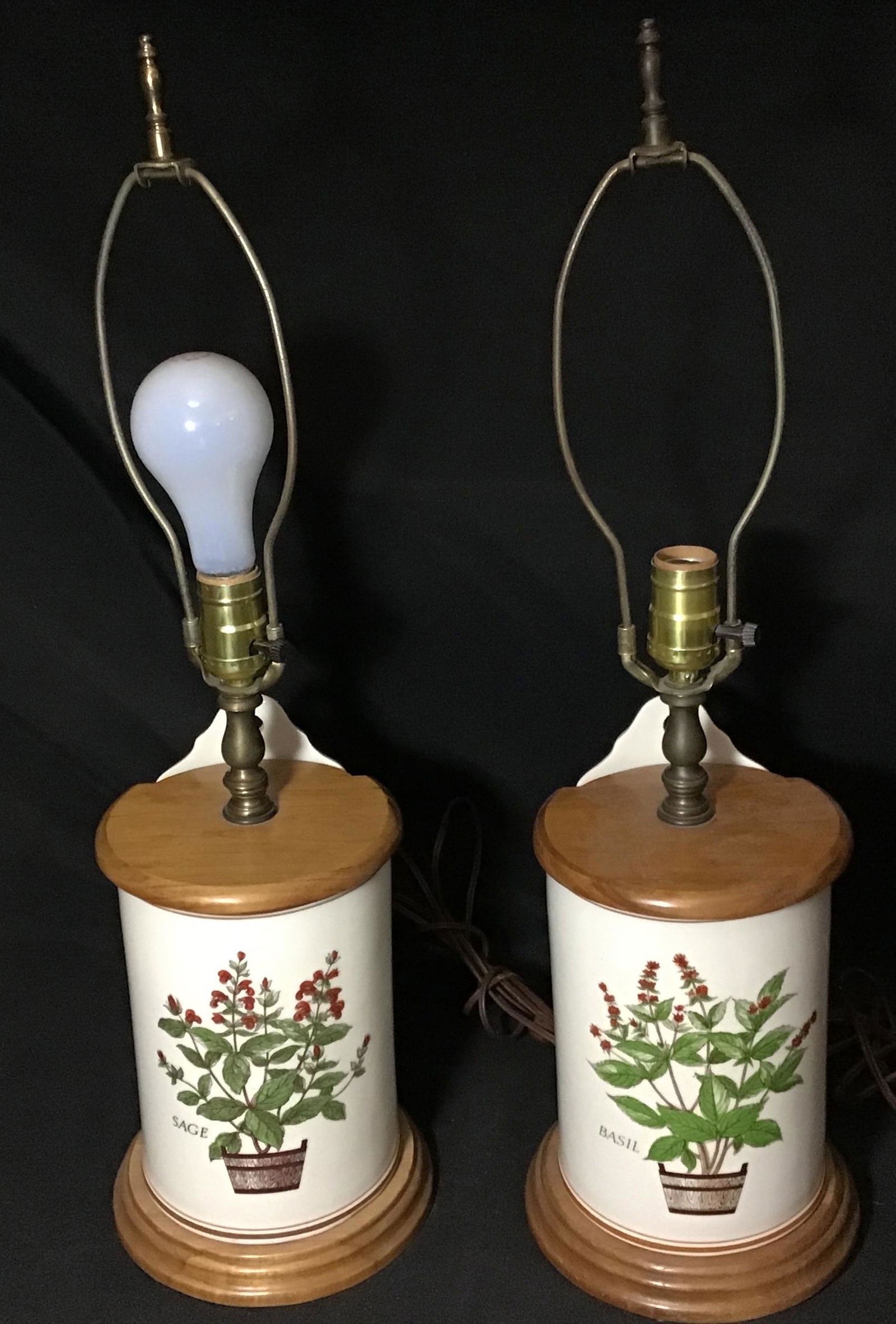 One Pair of Spice Jar Lamps: Basil and Sage Each Measures 24 inches tall (1 of 3)