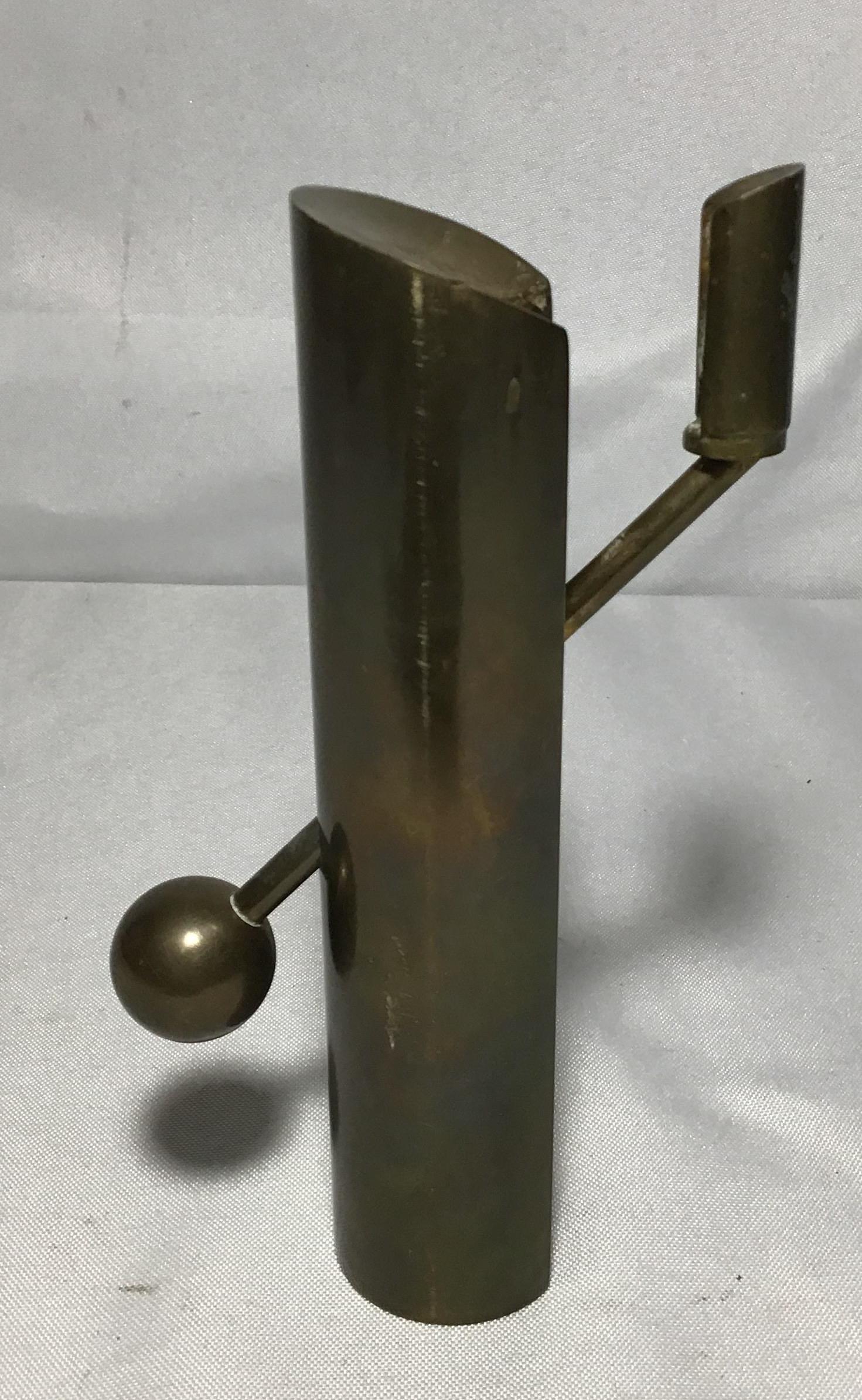 Vintage Brass Designer, Candleholder, solid Measures 7â€™ H: solid Measures 7â€™ H