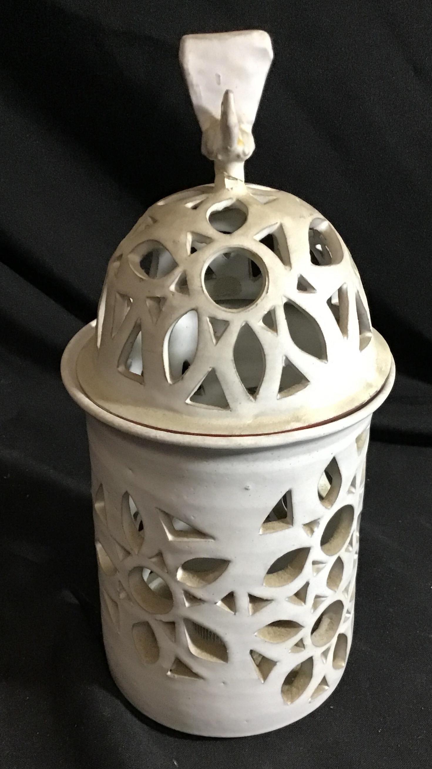 12 inch Pottery made in England, Ross on WYF pottery votive candle holder: pottery votive candle holder