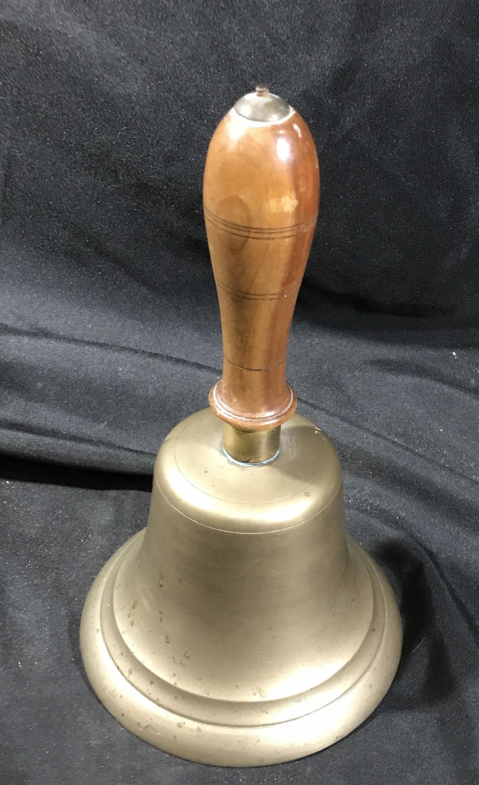 Vintage Brass School Bell w/ Wood Handle Measures 7 inches (1 of 2)