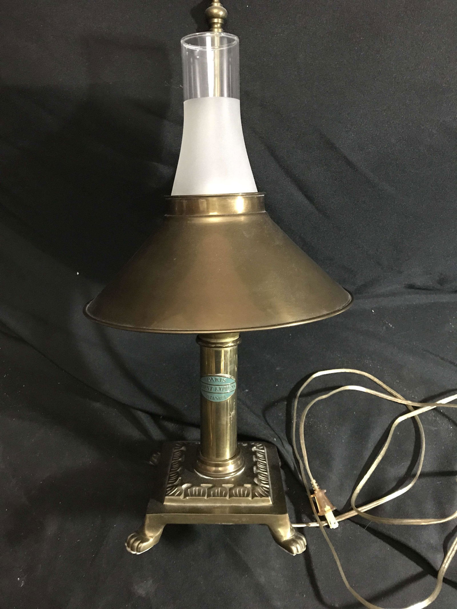 Brass Lamp Paris Orient Express Istanbul label With adjustable shade 20 inches high (1 of 5)