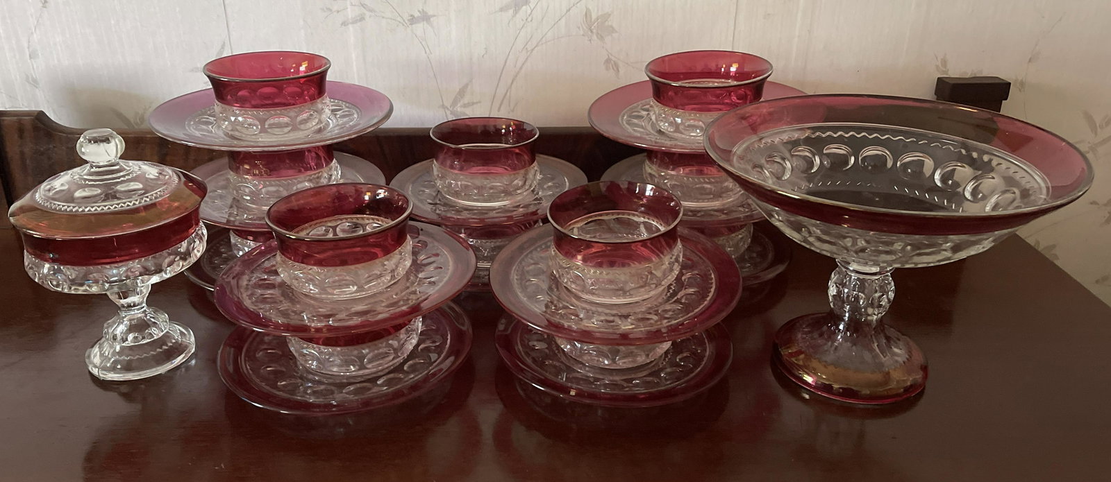 Vintage Ruby Glass Plate and Bowl sets (43) (1 of 3)