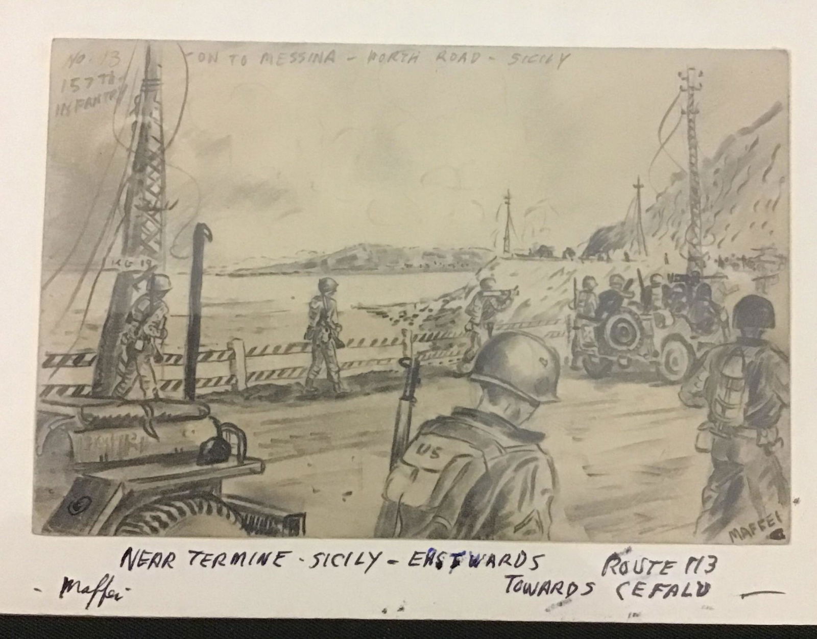 MAFFEI Sketch of 157th Infantry Marching Toward (1 of 4)