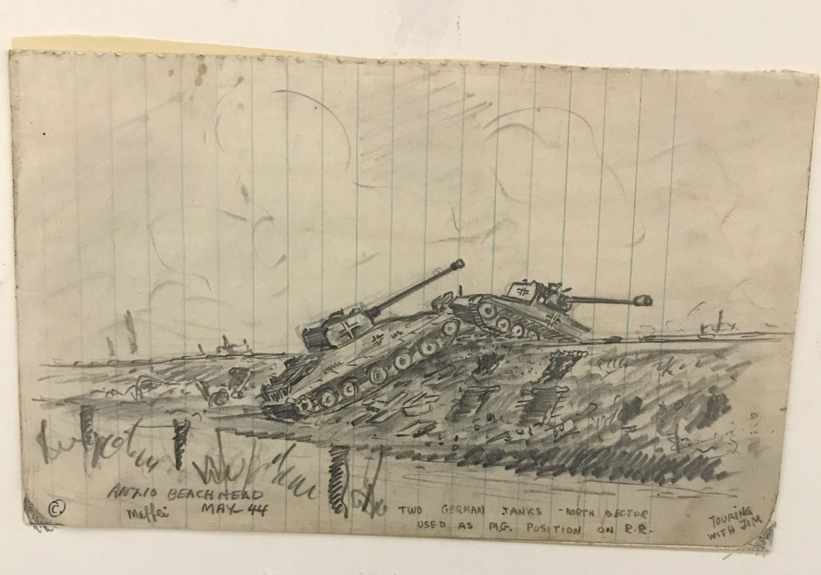 MAFFEI Drawing May 26, 1944  Ruined German Tanks (1 of 3)