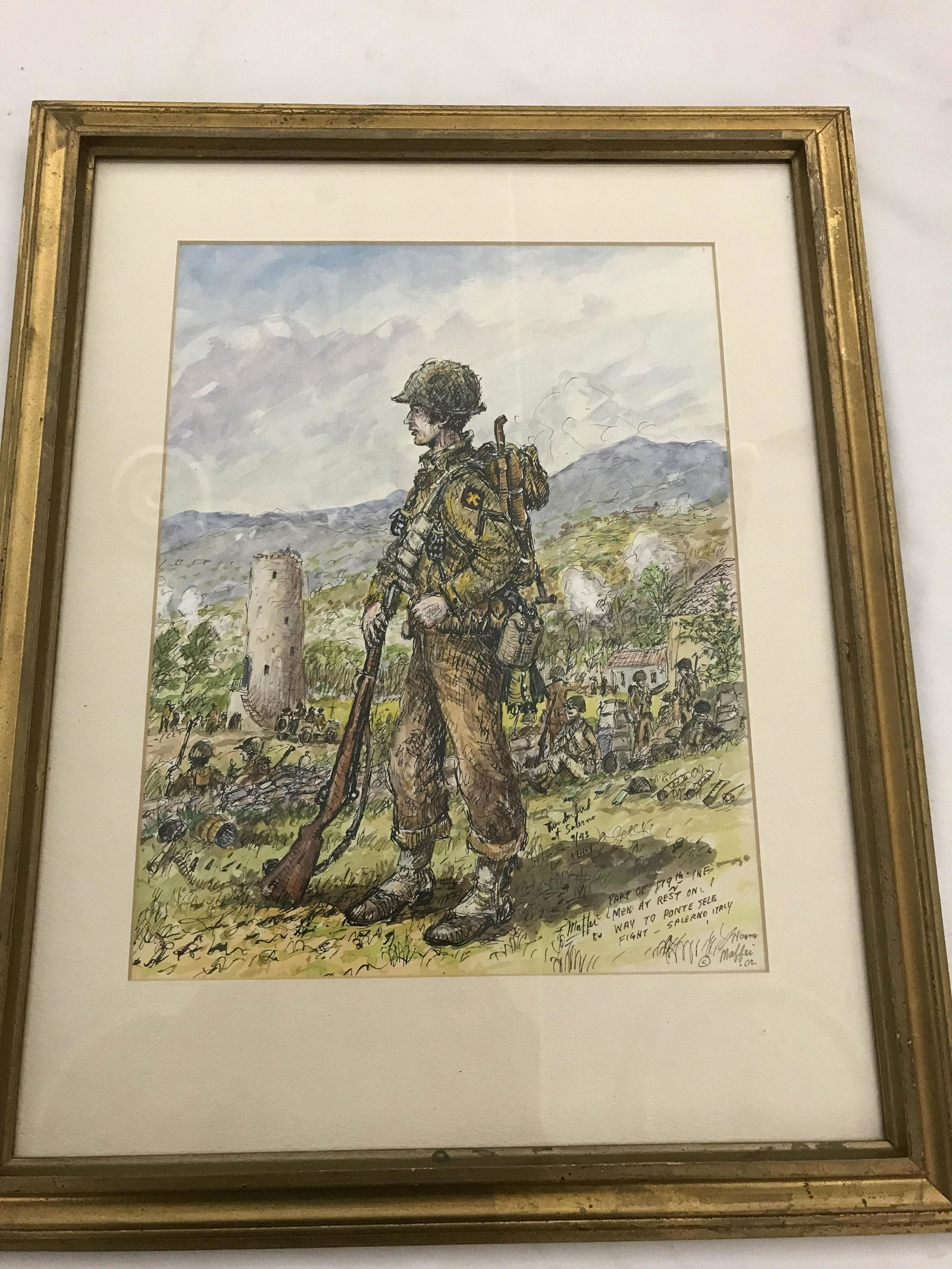 MAFFEI Drawing Depicts Soldiers at rest on the Way (1 of 4)